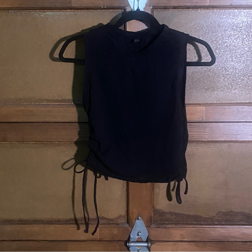 SHEIN Black Sleeveless Tank Top with Side Ties Size L